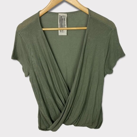 Free People Green Hoffman Slouchy‎ Short Sleeve Tee Size XS T-Shirt Army Green - Picture 3 of 13